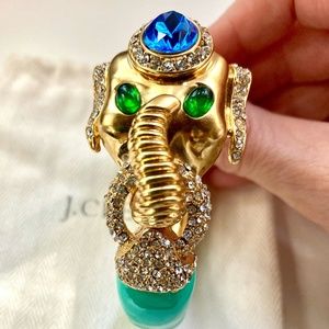 JCrew turquoise jeweled enamel elephant bangle bracelet